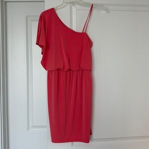 Coral One-Shoulder Dress